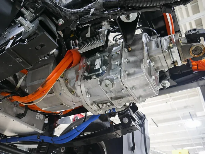 220kW UQM electric traction motor and inverter installed in a truck